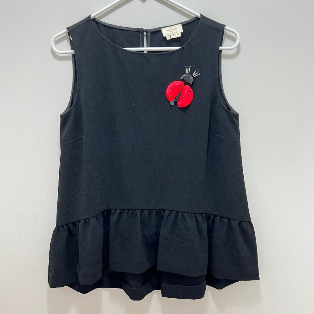 Kate Spade New York Black Sleeveless Top w/Ladybug Size Small